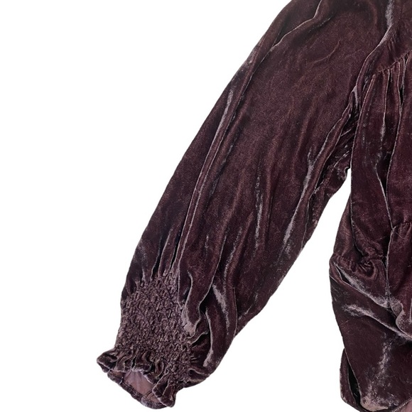 Ulla Johnson Mulberry Velvet Ruffle Lavinia Blouse in Dark Purple Size 2 - Picture 7 of 9